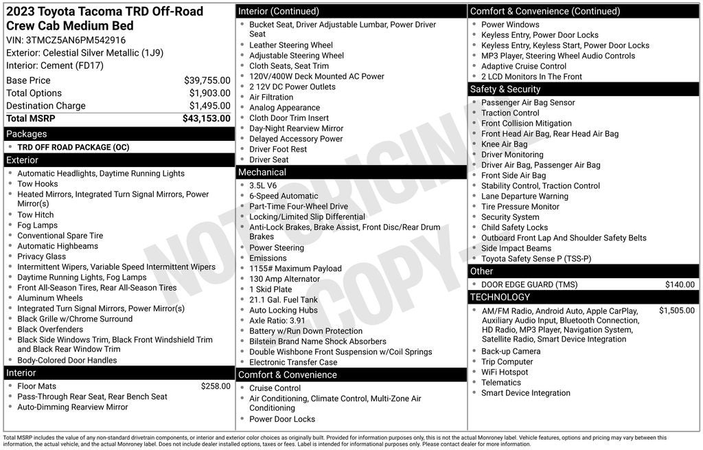 2023 Toyota TACOMA TRD OFFRD TRD Off-Road V6