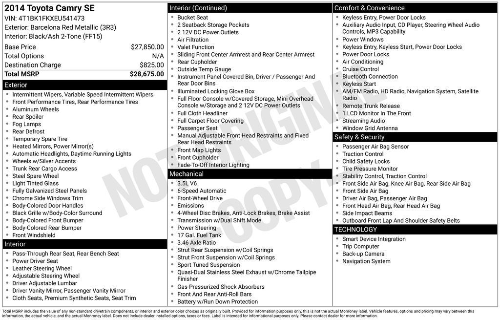 2014 Toyota CAMRY SE