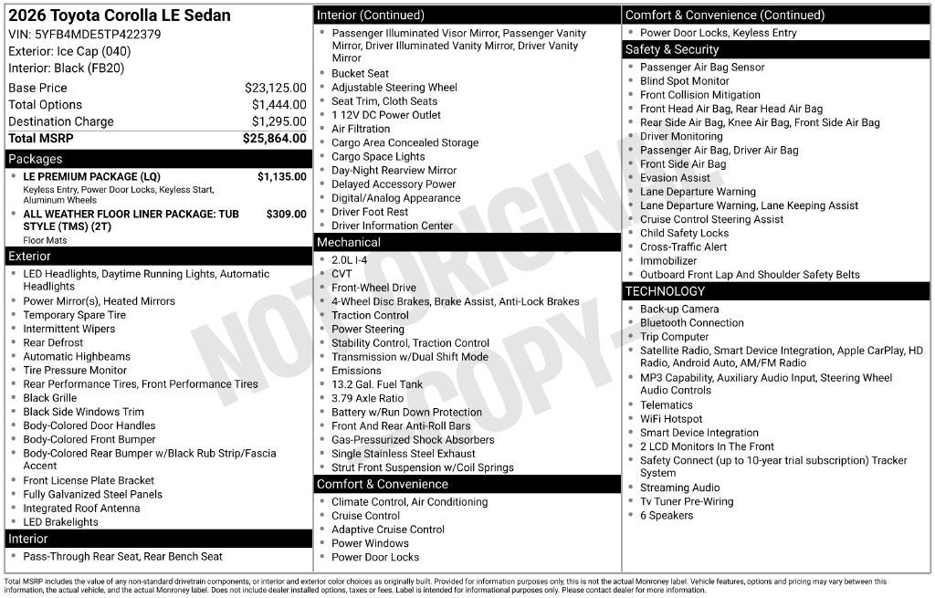 2026 Toyota Corolla LE