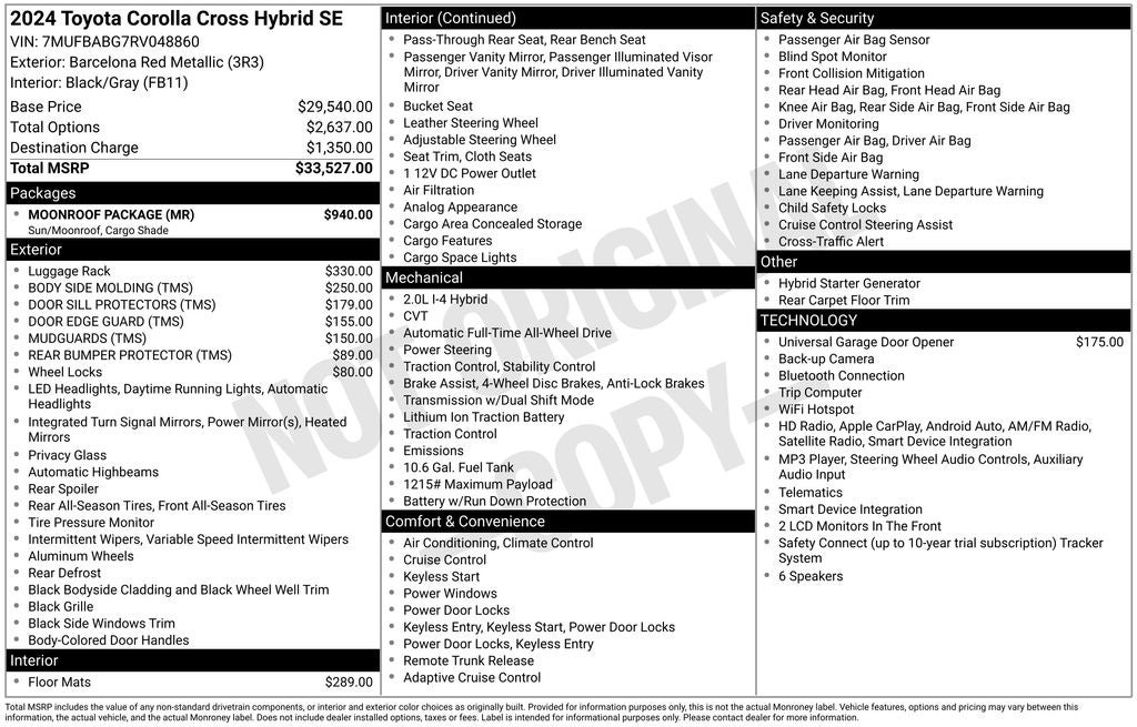 2024 Toyota Corolla Cross Hybrid Hybrid SE