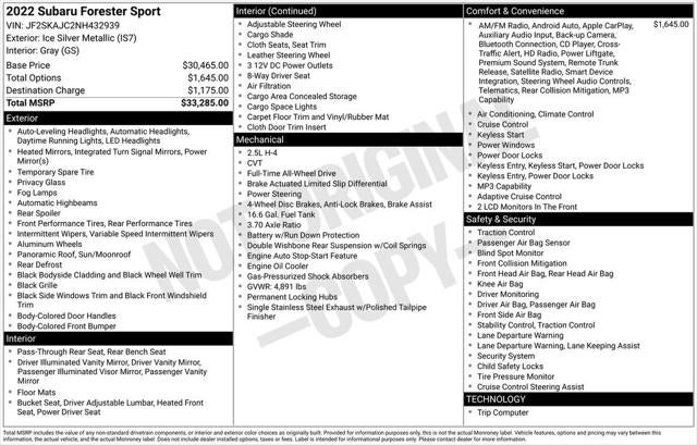 2022 Subaru Forester Sport