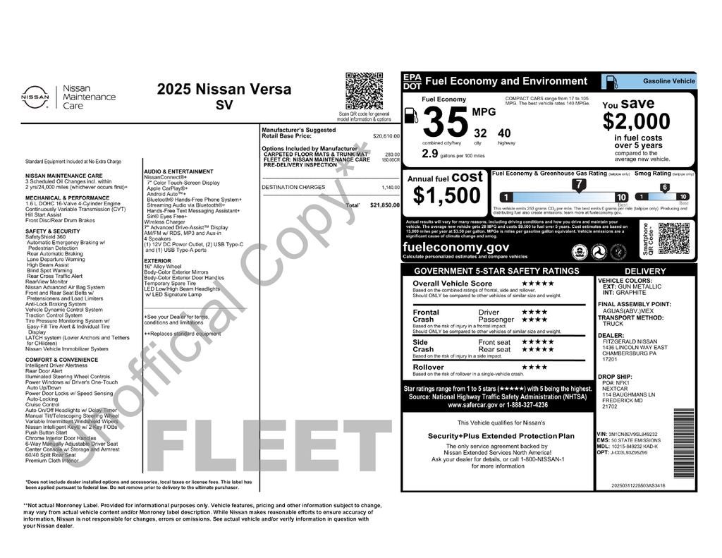 2025 Nissan Versa 1.6 SV