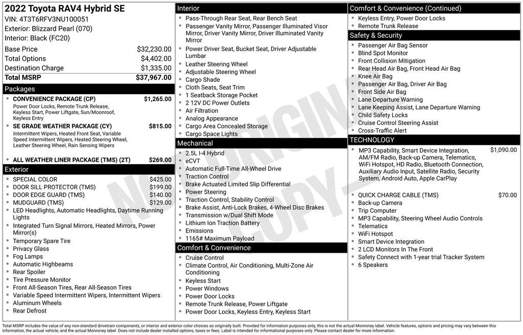 2022 Toyota RAV4 Hybrid SE