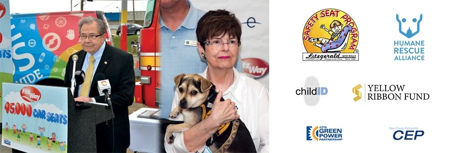 Community event promoting child safety, rescue, and support programs with partners